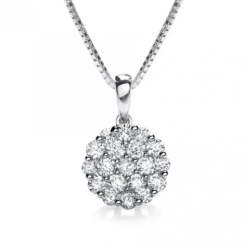 Gift New Premium Necklace Bridal Wedding Party Sparkling Crystal CZ Ball Flower Women's Accessories