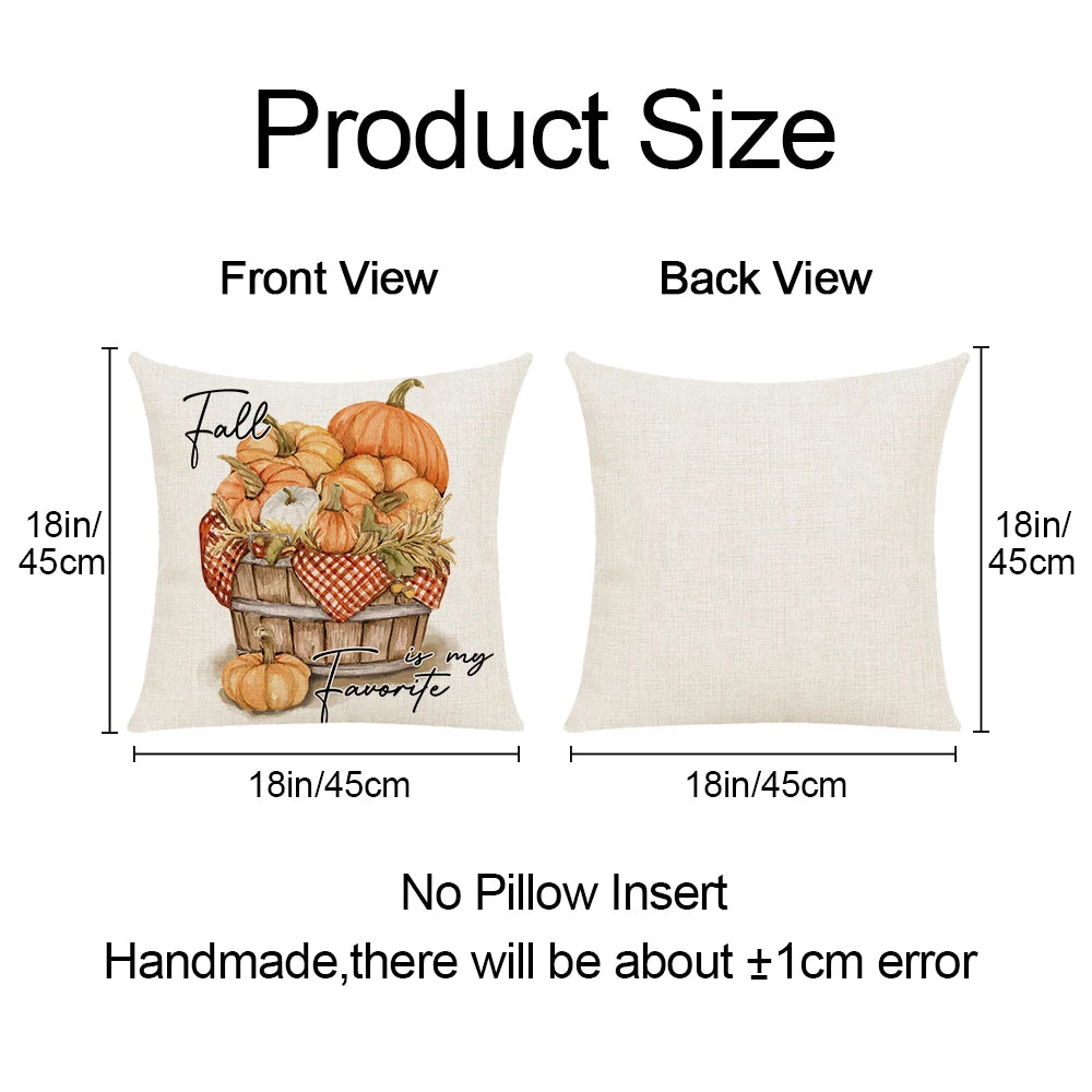 1pc/4pcs Happy Fall Pillowcover Fall Pumpkin Bunny Orange Design Cushion Cover Thanksgiving Party Autumn Decor Room Home Decor Fall Autumn Holiday