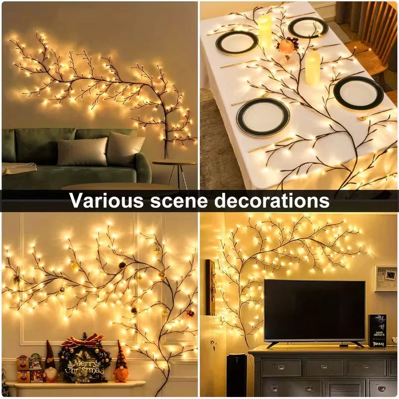 USB String Light 48/72LED Flexible DIY Tree Branch Lamp 8 Mode Dimmable Waterproof Fairy Light With Remote Bedroom Holiday Decor