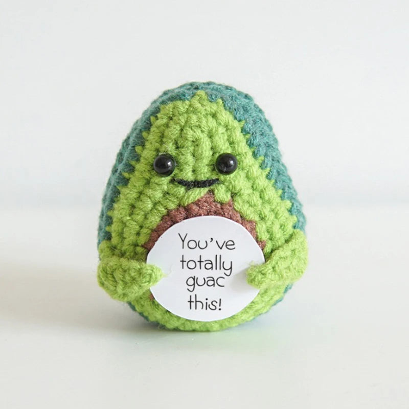 Handmade Emotional Support Pickled Cucumber Gift, Cute Handwoven Ornaments, Handmade Crochet Emotional Support Pickles With Wood