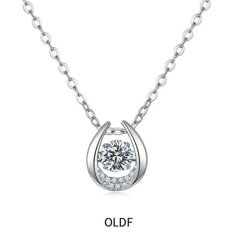 Dancing Moissanite Necklace for Women 18 K Gold Plated Original 925 Sterling Silver Women's Moving Moissanite Diamond Necklace