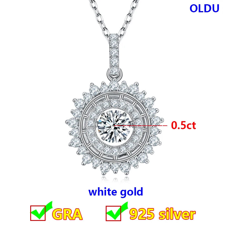 Dancing Moissanite Necklace for Women 18 K Gold Plated Original 925 Sterling Silver Women's Moving Moissanite Diamond Necklace