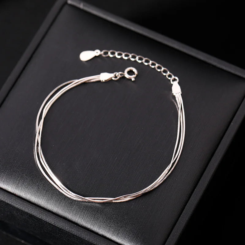 925 Sterling Silver Four-leaf Flower Necklace for Women Girls Luxury Adjustable Link Chain Necklace 18k Gold Jewelry Party Gifts