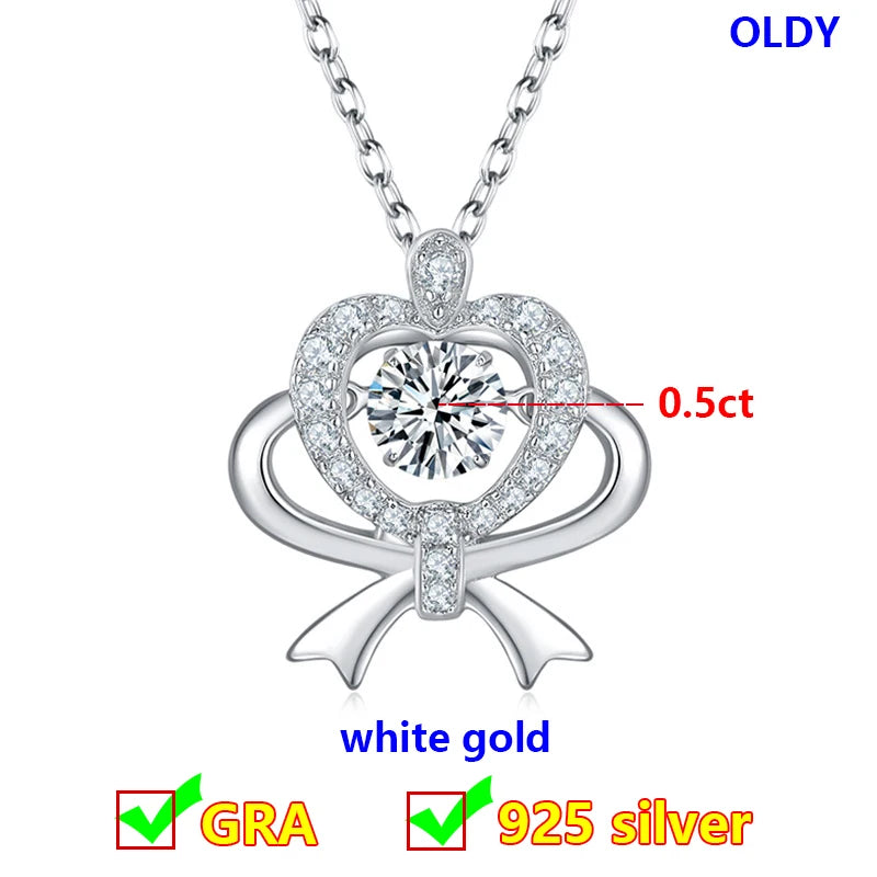 Dancing Moissanite Necklace for Women 18 K Gold Plated Original 925 Sterling Silver Women's Moving Moissanite Diamond Necklace