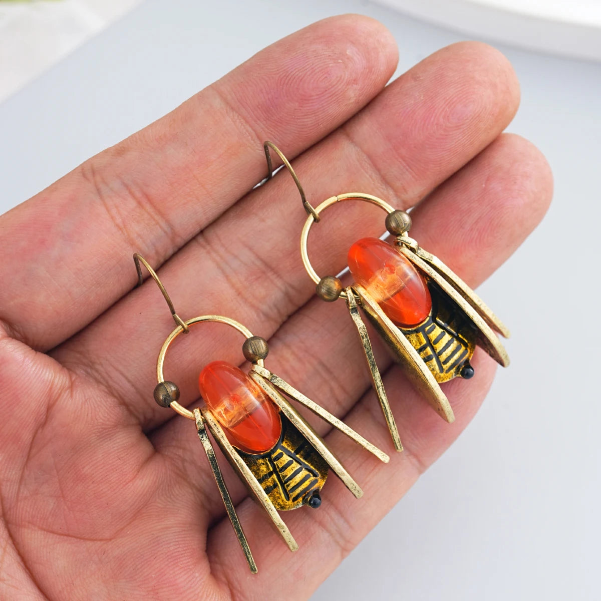 Bee insect summer couple earrings, charming Bohemian accessories, Western jewelry for vacation decoration Fall Autumn Holiday