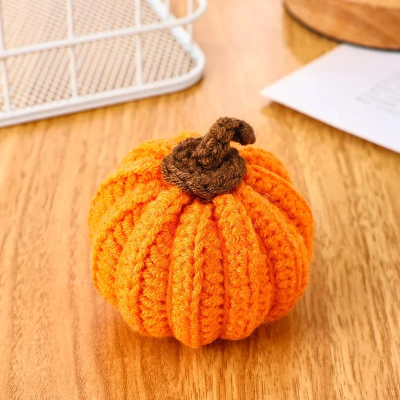Hand-knitted Simulated Pumpkin Halloween Party Decoration Ornament Wool Pumpkin Props Home Decor Figurines Gifts Crafts