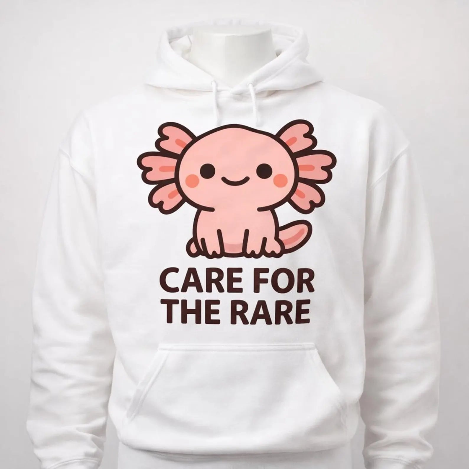 Care for the Rare Axolotl Hoodie – Endangered Animal Graphic Sweatshirt, Unisex, Original Design